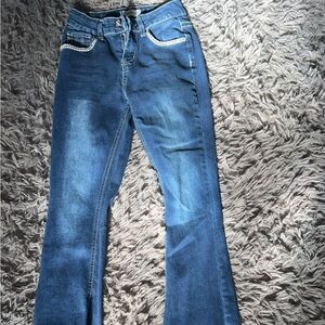 BAMBOO Blue Flare Wide Leg Jeans